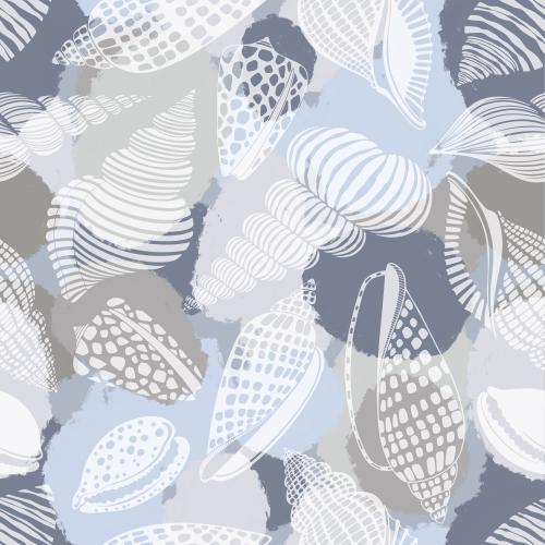 Illustration shells on colored decorative spots