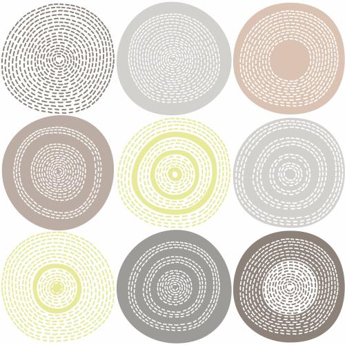Oval. Vector colorful decorative circles in pastel tones on white