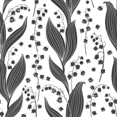 Lily-of-the-valley. Vector lily of the valley silhouettes on white