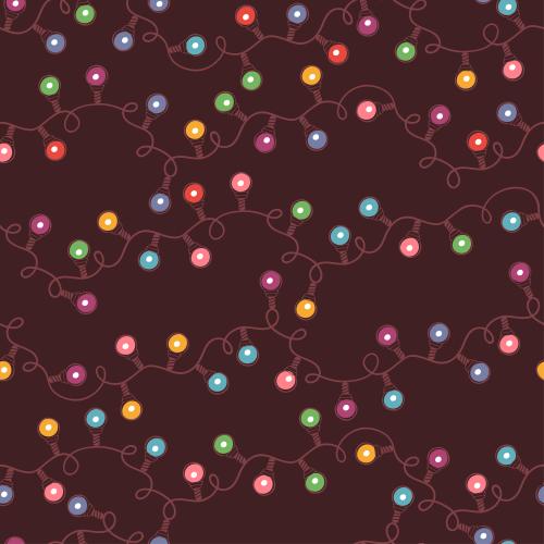 Garland. Vector Pattern light strings with multicolored bulbs on burgundy