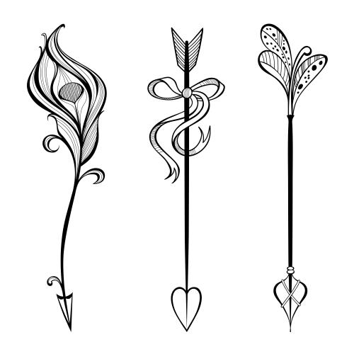 Bow. Vector three decorative arrows on white