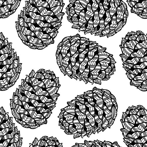 Cone. Vector stylized pine cones on white