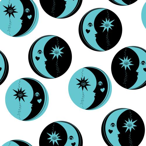 Moon. Vector decorative moon on white