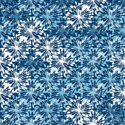 Illustration abstract botanical, blue, blue and white silhouettes
