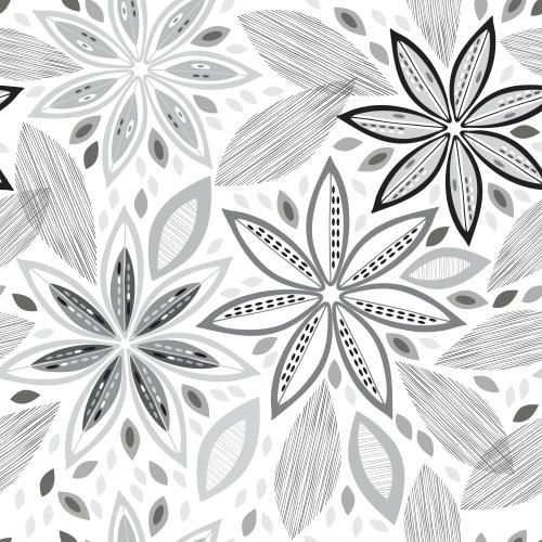 Vector image fantasy flowers and leaves on white