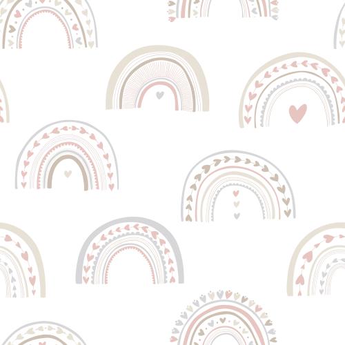 Rainbow. Vector decorative rainbows in pastel tones on white