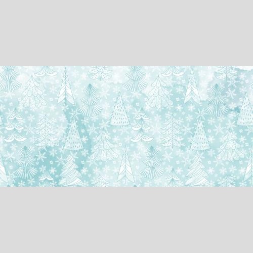 Vector image stylized tree shapes snowflakes on blue watercolor