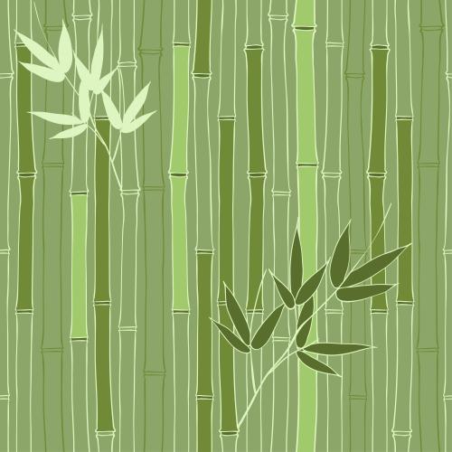 Summer. Vector bamboo stems with leaves green tones