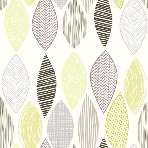 Vector image abstract doodle leaves in pastel tones on white