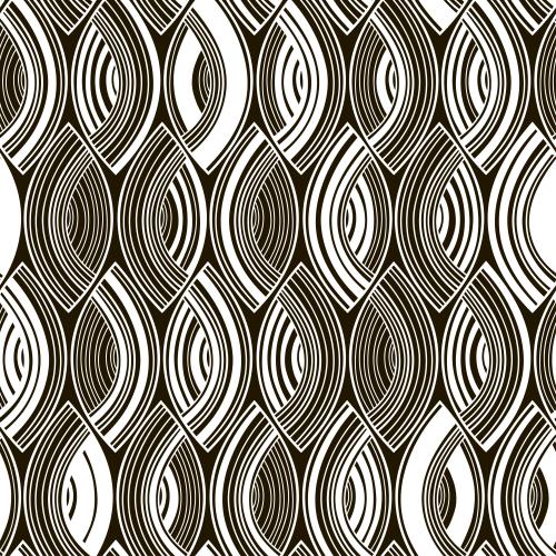 Vector image white silhouettes of striped abstract leaves on black