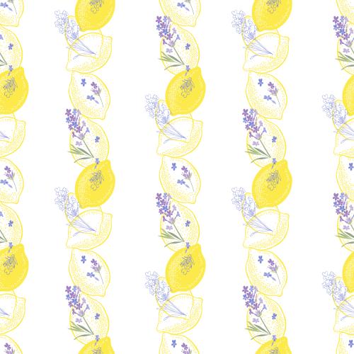 Lavender. Vector lemons and lavender on white