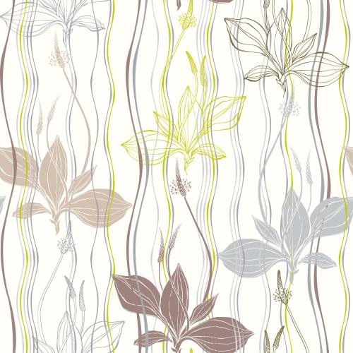 Stripe. Vector plantain contours and silhouettes vertical wavy lines pastel tones on light