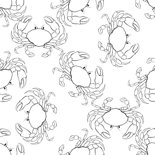 Crab. Vector crabs black outlines on white