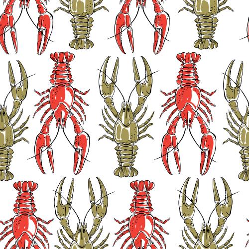 Crayfish. Vector crabs green and red on white