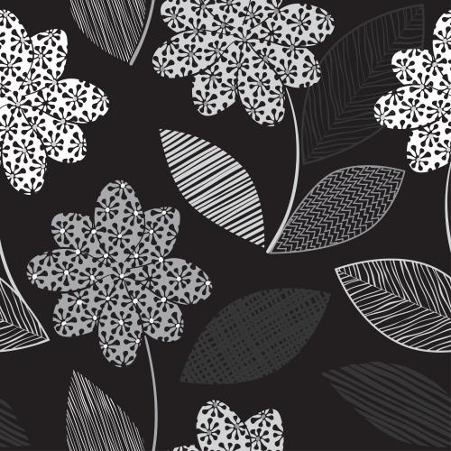 Vector image decorative flowers on black