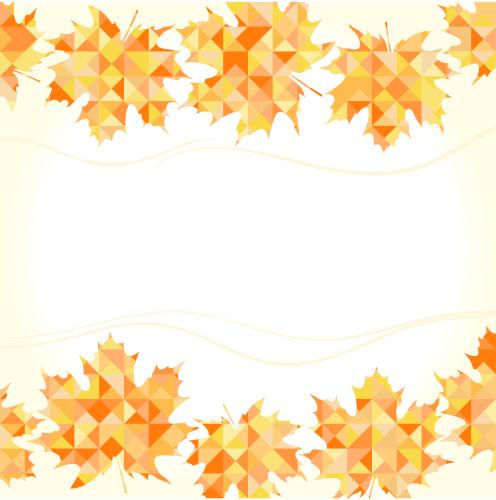 Maple leaf. Vector mosaic autumn leaves, horizontal wavy stripes on light