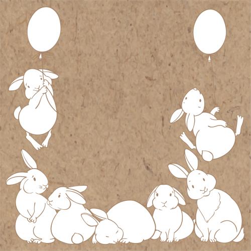 Vector image cute bunnies place for text on craft