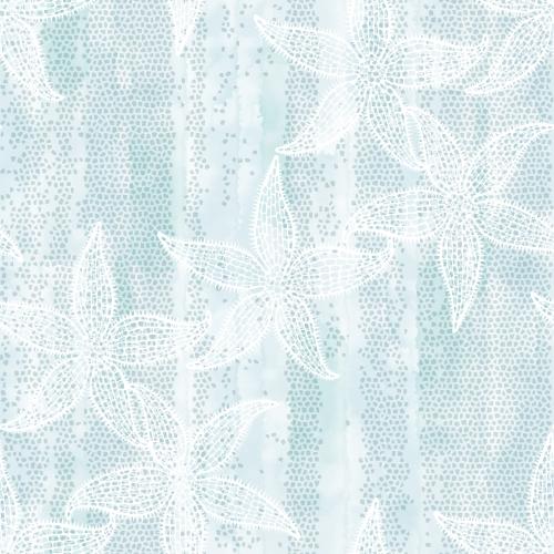 Illustration sea stars on blue watercolor mosaic