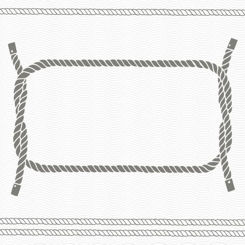 Sea rope. Vector rectangular frame made of marine ropes with a text area waves on white