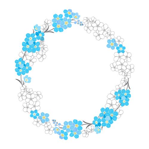 Forget-me-not. Vector forget-me-nots round frame on white