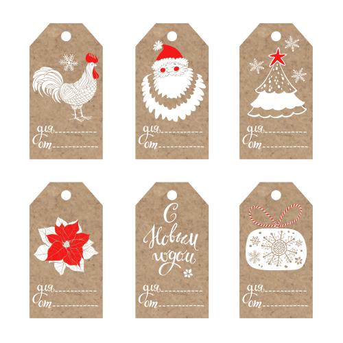 Tag. Vector craft tags on new year's, christmas theme