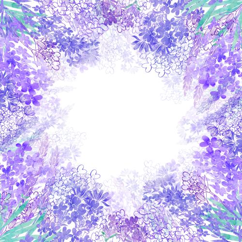 Raster image watercolor lavender, round place for text on white