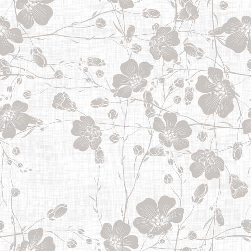 Flax. Vector silhouettes of flax branches with flowers and buds on checkered