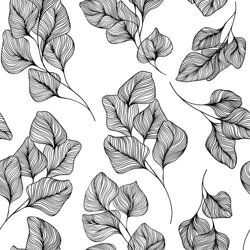 Illustration branches with leaves on white
