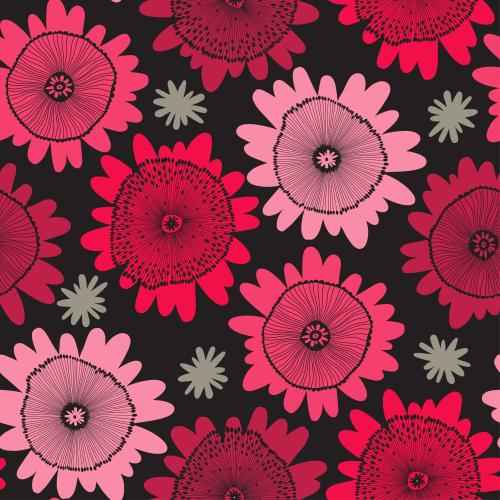 Illustration decorative flowers on black