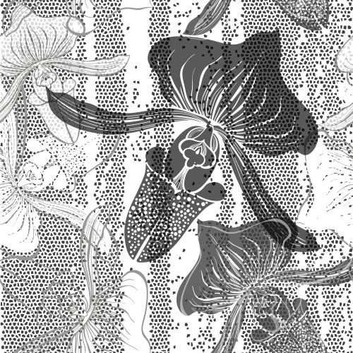 Mosaic. Vector orchids on mosaic
