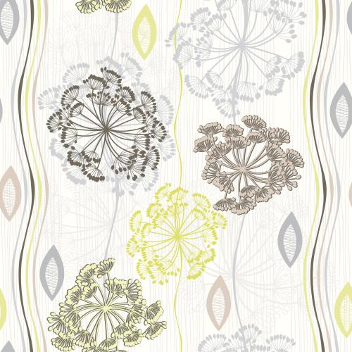Vector image abstract flowers and leaves vertical wavy and straight lines in pastel tones on white