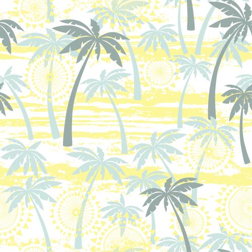 Beach. Vector colorful palm silhouettes, round and textured decorative elements on white