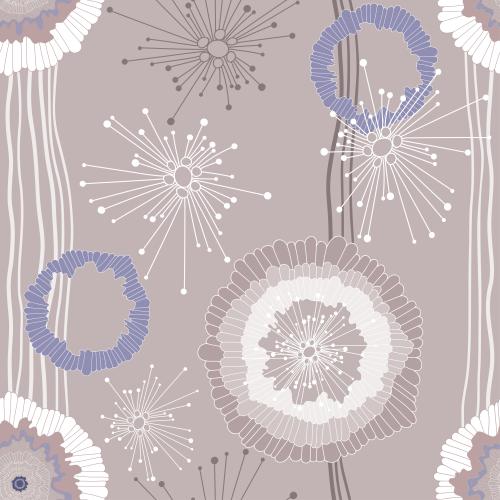 Vector image abstract flowers and wavy stripes