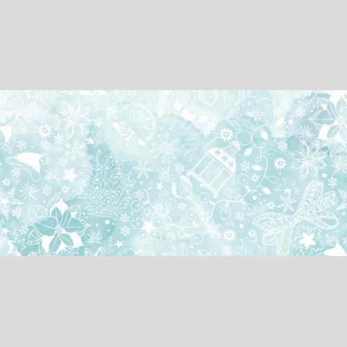 Vector image pine cone garland poinsettia snowflakes bow gifts and other winter holiday symbols on a watercolor blue