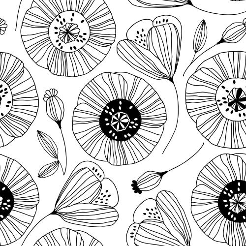 Poppy. Vector stylized poppies on white