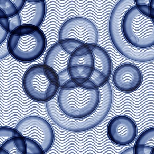 Illustration blue watercolor circles waves on white