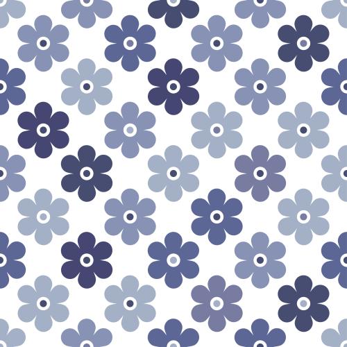 Vector image stylized blue-toned flowers on white