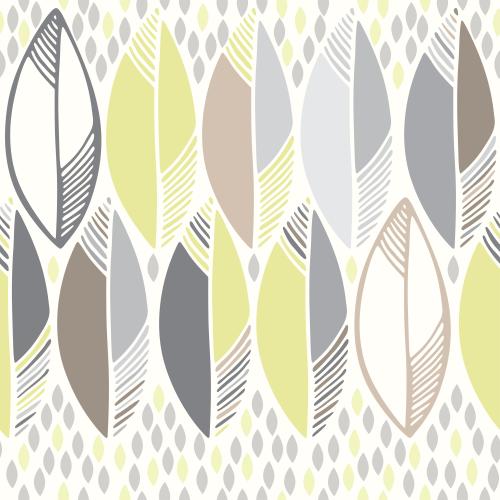 Vector image decorative pastel leaves on white