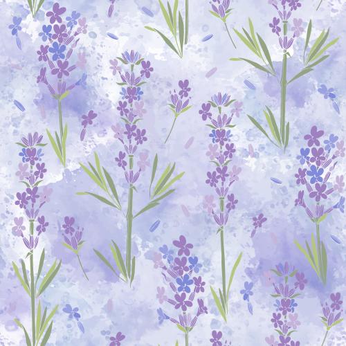Lavender. Vector lavender on purple watercolor