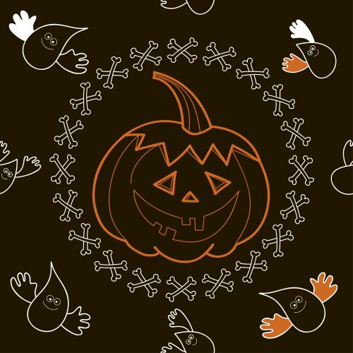 Holiday. Vector Pattern pumpkin and ghosts halloween