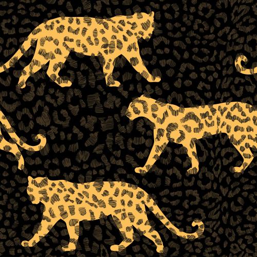 Leopard. Vector leopards silhouettes on textured black