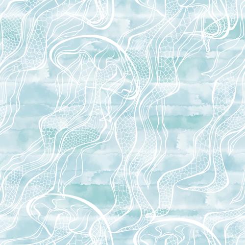 Jellyfish. Vector jellyfish on blue watercolor