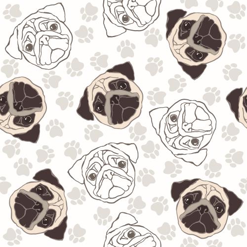 Dog. Vector cute poodles and dog prints on white