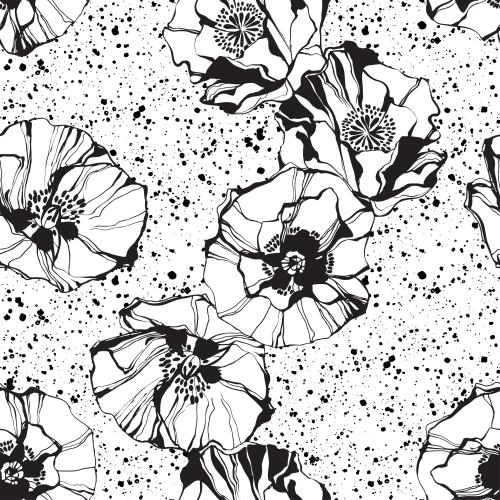 Blot. Vector silhouettes of poppies decorative spots on white