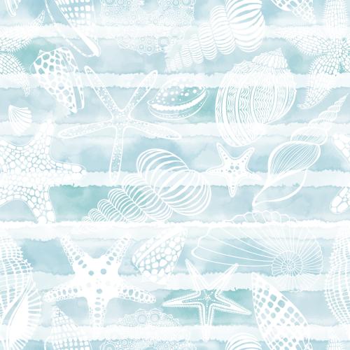 Vector image sea stars shells sea urchin on watercolor striped