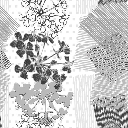 Square. Vector abstract flowers, striped squares on white