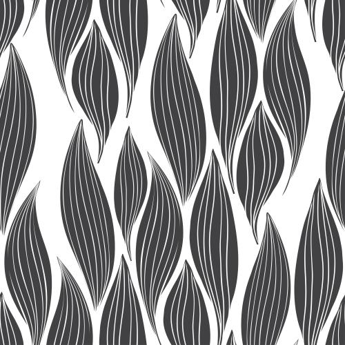 Vector image abstract leaves on white, monochrome silhouettes