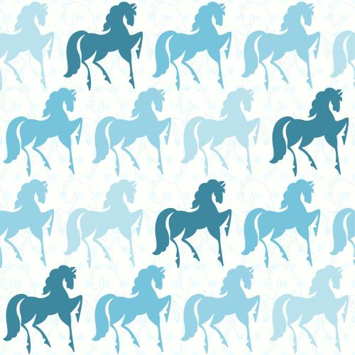 Equine. Vector silhouettes and contours of horses on a light checkered background shades of blue