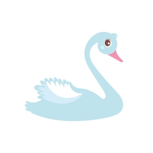 Swan. Vector swan blue silhouette on white