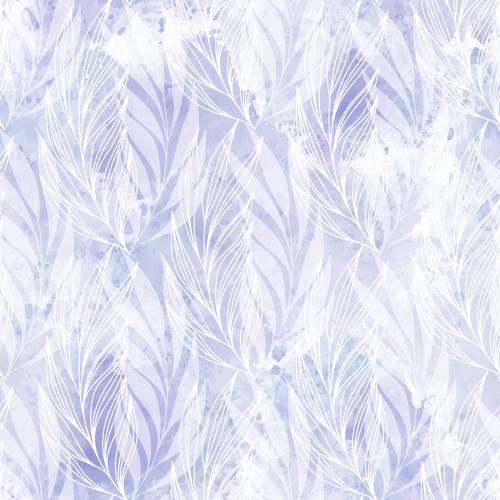 Illustration small branches with leaves contours and silhouettes on lavender watercolor